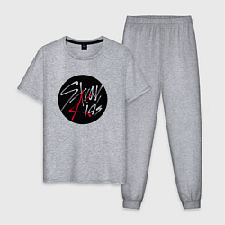Пижама хлопковая мужская Stray Kids logo, цвет: меланж