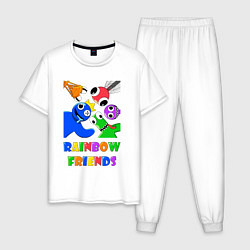 Пижама хлопковая мужская Rainbow Friends персонажи, цвет: белый