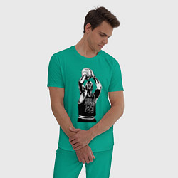 Пижама хлопковая мужская Майкл Джордан бросает мяч, цвет: зеленый — фото 2