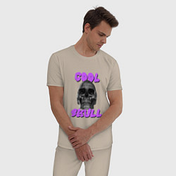Пижама хлопковая мужская Cool Skull, цвет: миндальный — фото 2