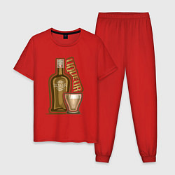 Пижама хлопковая мужская Коричневый ликер, цвет: красный