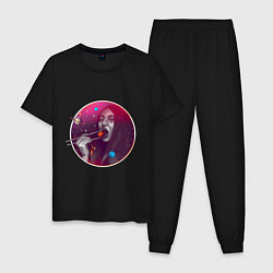 Пижама хлопковая мужская Космические суши, цвет: черный