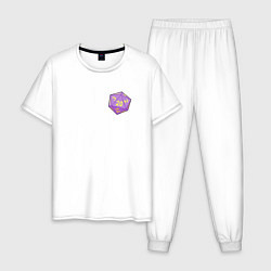 Пижама хлопковая мужская Baldurs Gate 3 D20, цвет: белый