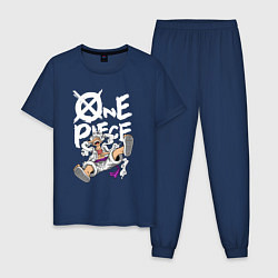 Пижама хлопковая мужская One piece - Луффи гир 5, цвет: тёмно-синий