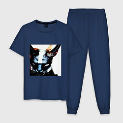 Пижама хлопковая мужская Slipkat Meowa, цвет: тёмно-синий