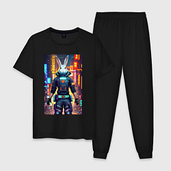 Пижама хлопковая мужская Super hare - cyberpunk - metropolis, цвет: черный