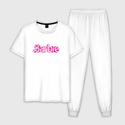 Пижама хлопковая мужская Барби - Фильм Логотип, цвет: белый