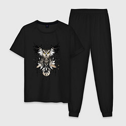 Пижама хлопковая мужская Сова викинга, цвет: черный