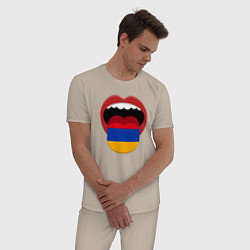 Пижама хлопковая мужская Armenian lips, цвет: миндальный — фото 2
