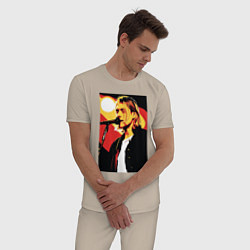 Пижама хлопковая мужская Курт Кобейн с микрофоном, цвет: миндальный — фото 2