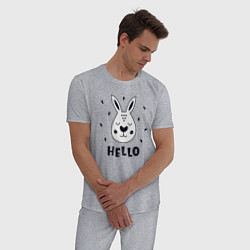 Пижама хлопковая мужская Привет кролик, цвет: меланж — фото 2