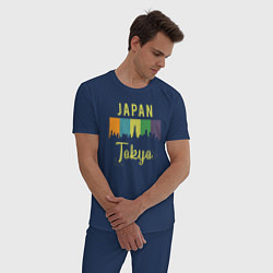 Пижама хлопковая мужская Токио Япония, цвет: тёмно-синий — фото 2