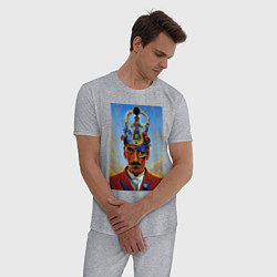 Пижама хлопковая мужская Salvador Dali - surrealism, цвет: меланж — фото 2