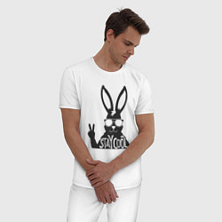 Пижама хлопковая мужская Stay cool rabbit, цвет: белый — фото 2