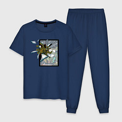 Пижама хлопковая мужская Спрингтрап ломает стекло, цвет: тёмно-синий