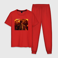 Пижама хлопковая мужская Идущий Оппенгеймер, цвет: красный