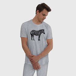 Пижама хлопковая мужская Зебра в профиль, цвет: меланж — фото 2