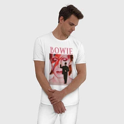 Пижама хлопковая мужская David Bowie 90 Aladdin Sane, цвет: белый — фото 2