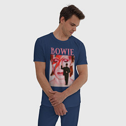Пижама хлопковая мужская David Bowie 90 Aladdin Sane, цвет: тёмно-синий — фото 2