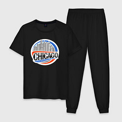 Пижама хлопковая мужская Chicago, цвет: черный