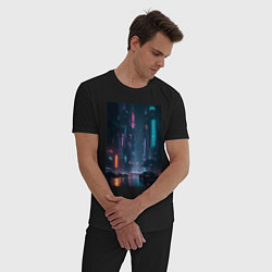 Пижама хлопковая мужская Cyberpank, цвет: черный — фото 2