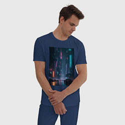 Пижама хлопковая мужская Cyberpank, цвет: тёмно-синий — фото 2