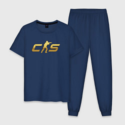 Пижама хлопковая мужская CS 2 gold logo, цвет: тёмно-синий