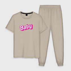 Пижама хлопковая мужская Baby: pink barbie style, цвет: миндальный