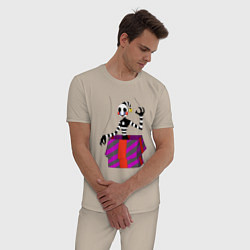 Пижама хлопковая мужская Марионетка в подарке, цвет: миндальный — фото 2