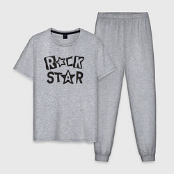 Пижама хлопковая мужская Рок звезда, цвет: меланж