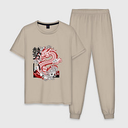Мужская пижама Татуировка с японским иероглифом и драконом