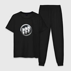 Пижама хлопковая мужская Buick grey auto logo, цвет: черный