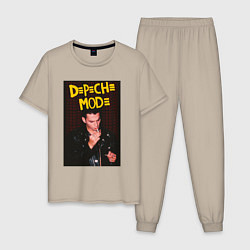 Пижама хлопковая мужская Depeche Mode Dave, цвет: миндальный