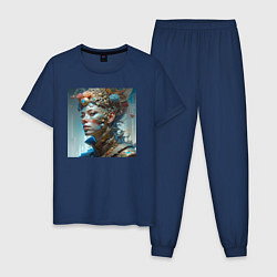 Пижама хлопковая мужская Фантастический портрет от нейросети, цвет: тёмно-синий