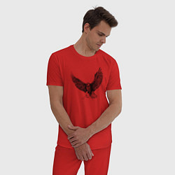 Пижама хлопковая мужская Орёл машет крыльями, цвет: красный — фото 2