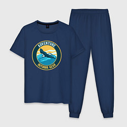 Пижама хлопковая мужская Adventure eagle, цвет: тёмно-синий