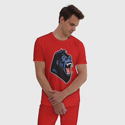Пижама хлопковая мужская Крик гориллы, цвет: красный — фото 2
