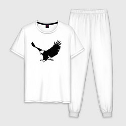 Пижама хлопковая мужская Орёл летит трафарет, цвет: белый