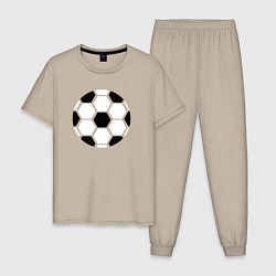 Пижама хлопковая мужская Простой футбольный мяч, цвет: миндальный