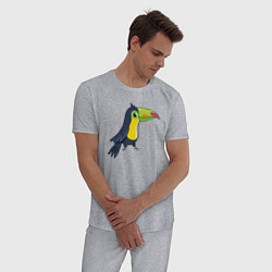 Пижама хлопковая мужская Птичка тукан, цвет: меланж — фото 2