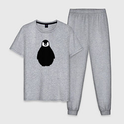 Пижама хлопковая мужская Пингвин мылыш трафарет, цвет: меланж