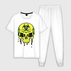 Пижама хлопковая мужская Biohazard skull, цвет: белый