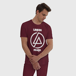 Пижама хлопковая мужская Linkin Park logo, цвет: меланж-бордовый — фото 2