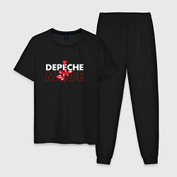 Пижама хлопковая мужская Depeche Mode - Enjoy The Silence red rose, цвет: черный