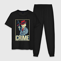 Пижама хлопковая мужская Vault crime, цвет: черный