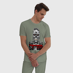 Пижама хлопковая мужская Terminator 2 T800, цвет: авокадо — фото 2