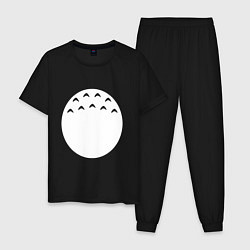 Пижама хлопковая мужская Животик лесного духа Тоторо, цвет: черный