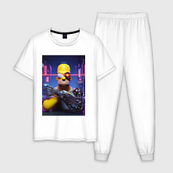Пижама хлопковая мужская Cyber Homer Simpson - ai art, цвет: белый