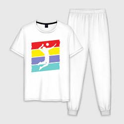 Пижама хлопковая мужская Bright volleyball, цвет: белый