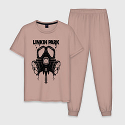Пижама хлопковая мужская Linkin Park - gas mask, цвет: пыльно-розовый